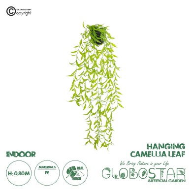 GloboStar® Artificial Garden HANGING CAMELIA LEAF 20879 - Τεχνητό Κρεμαστό Διακοσμητικό Φυτό Φύλλο Καμέλιας Φ31 x Y80cm