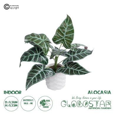 GloboStar® Artificial Garden ALOCASIA 20886 Τεχνητό Διακοσμητικό Φυτό Αλοκασία Φ38 x Υ33cm