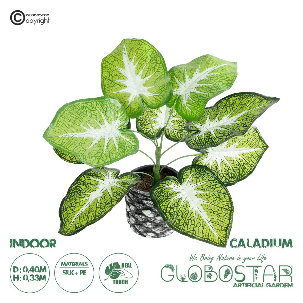 GloboStar® Artificial Garden CALADIUM 20890 Τεχνητό Διακοσμητικό Φυτό Τροπικό Φυτό  Φ40 x Υ33cm