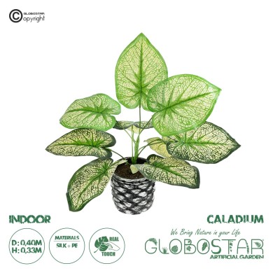 GloboStar® Artificial Garden CALADIUM 20889 Τεχνητό Διακοσμητικό Φυτό Τροπικό Καλάδιο Φ40 x Υ33cm