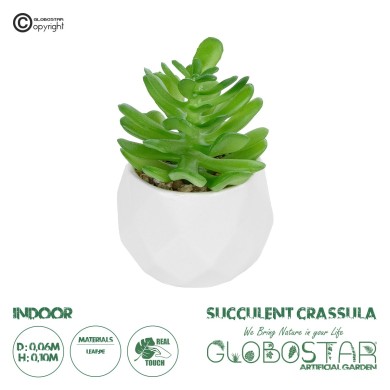 GloboStar® Artificial Garden SUCCULENT CRASSULA POTTED PLANT 20986 Διακοσμητικό Φυτό Κρασούλα Φ6 x Υ10cm