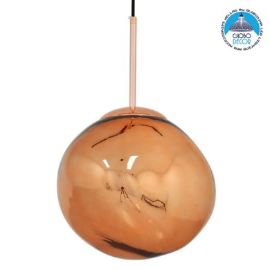 GLOBOSTAR® DIXAR 01461 Μοντέρνο Κρεμαστό Φωτιστικό Οροφής με Ντουί 1 x E27 AC 220-240V IP20 - Χάλκινο Φιμέ - Μ28 x Π28 x Υ40cm