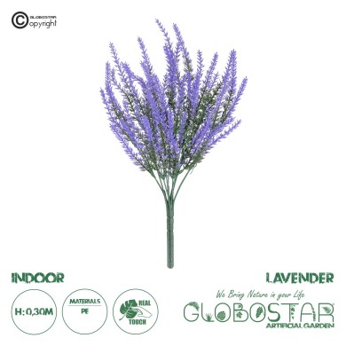 GloboStar® Artificial Garden  LAVENDER BRANCH 21062 Διακοσμητικό Κλαδί Λεβάντας σετ 2 τεμάχια Φ15 x Υ30cm