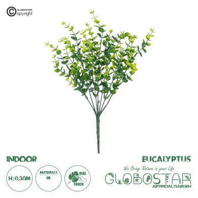 GloboStar® Artificial Garden  EUCALYPTUS BRANCH 21065 Διακοσμητικό Κλαδί Ευκάλυπτος Φ17 x Υ30cm