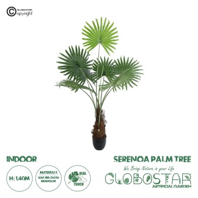 GloboStar® Artificial Garden SERENOA PALM PLANT 20971 Διακοσμητικό Φυτό Φοίνικα Σερενόα Φ60 x Υ140cm