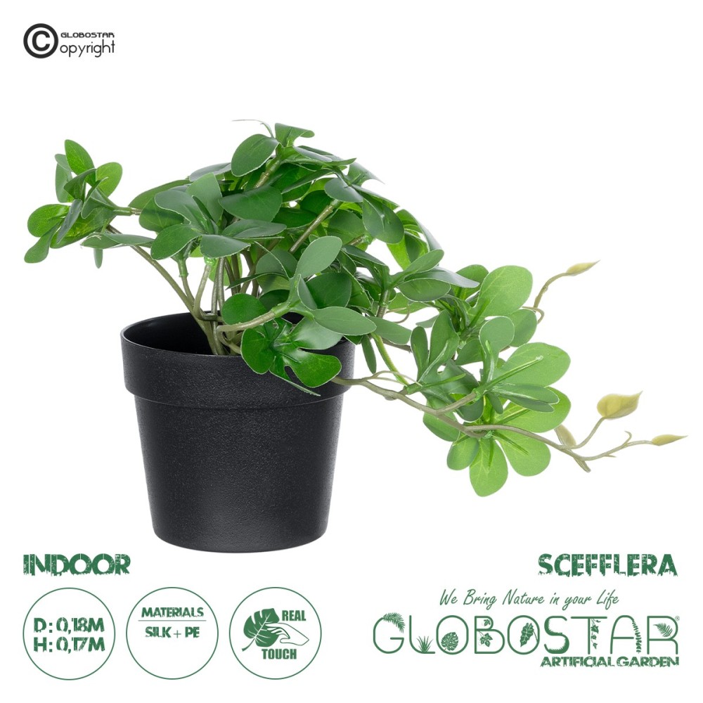 GloboStar® Artificial Garden SCHEFFLERA PLANT 20954 Διακοσμητικό Φυτό Σεφλέρα Φ18 x Υ17cm