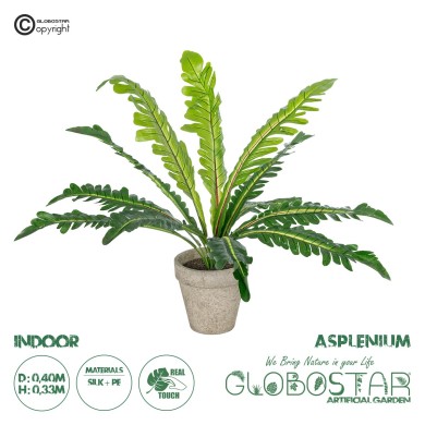 GloboStar® Artificial Garden  ASPLENIUM POTTED PLANT 20904 Διακοσμητικό Φυτό Aslenium Φ40 x Υ33cm
