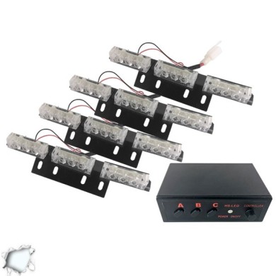 Εξωτερικά Φώτα Οδικής Βοήθειας STROBO LED 4x3 36W 10-30V IP65 Αδιάβροχα Λευκό GloboStar 17941