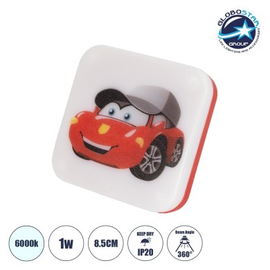 GloboStar® KIDDO 202-0006 Παιδικό Φωτιστικό Νυκτός LED 1W 95lm 120° AC220-240V IP20 Ψυχρό Λευκό 6000K -Μ5.5 x Π5.5 x Υ8cm - 2 Χρόνια Εγγύηση