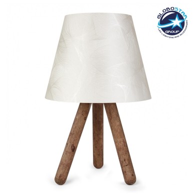 GLOBOSTAR® CAP 204-0069 Μοντέρνο Επιτραπέζιο Φωτιστικό Πορτατίφ με Ντουί 1 x E27 AC 220-240V IP20 - Καφέ & Λευκό - Μ22 x Π22 x Υ33cm