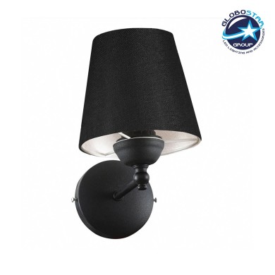 GLOBOSTAR® PAM 204-0113 Μοντέρνο Φωτιστικό Τοίχου - Απλίκα με Ντουί 1 x E27 AC 220-240V IP20 - Μαύρο - Μ23 x Π23 x Υ17cm
