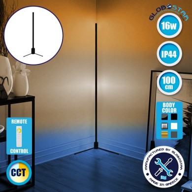 Μοντέρνο Minimal Επιδαπέδιο Μαύρο Φωτιστικό 100cm LED 16 Watt με Ασύρματο Χειριστήριο Αφής 2.4G RF & Dimmer CCT - Ψυχρό - Ημέρας - Θερμό GloboStar ALIEN Design GLOBO-100-10