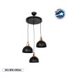 GLOBOSTAR® ΗUT 203-0146 Μοντέρνο Κρεμαστό Φωτιστικό Οροφής με Ντουί 3 x E27 AC 220-240V IP20 - Μάυρο & Χάλκινο - Μ40 x Π40 x Υ40cm