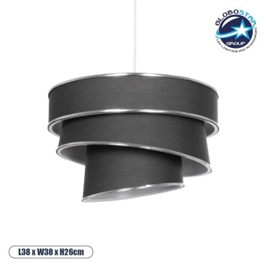 GLOBOSTAR® SIERA 203-0167 Μοντέρνο Κρεμαστό Φωτιστικό Οροφής με Ντουί 1 x E27 AC 220-240V IP20 - Γκρι & Ασημί - Μ38 x Π38 x Υ26cm