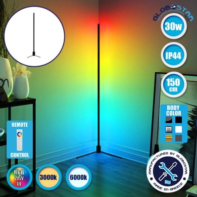 Μοντέρνο Minimal Επιδαπέδιο Μαύρο Φωτιστικό 150cm LED 30 Watt με Ασύρματο Χειριστήριο 2.4G RF & Dimmer RGBW+WW Πολύχρωμο - Ψυχρό - Ημέρας - Θερμό GloboStar ALIEN Design GLOBO-150-9