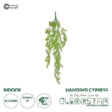 GloboStar® Artificial Garden HANGING CYPRESS 20821 Τεχνητό Διακοσμητικό Κρεμαστό Φυτό Κυπαρίσσι Μ25 x Π15 x Υ80cm