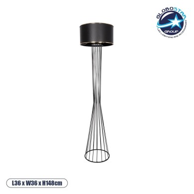 GLOBOSTAR® NOVA 201-0037 Μοντέρνο Επιδαπέδιο Φωτιστικό με Ντουί 1 x E27 AC 220-240V IP20 - Μαύρο - Μ36 x Π36 x Υ148cm