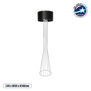 GLOBOSTAR® NOVA 201-0038 Μοντέρνο Επιδαπέδιο Φωτιστικό με Ντουί 1 x E27 AC 220-240V IP20 - Λευκό & Μαύρο - Μ36 x Π36 x Υ148cm