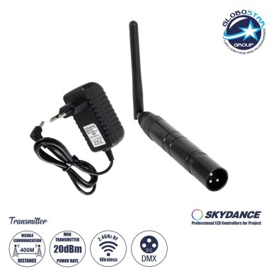 GLOBOSTAR® SKYDANCE-DM-WT 71577 DMX512 Ασύρματος Πομπός RF 2.4Ghz ISM GFSK 20dBm 400m Αρσενικό XLR3 DC 5V IP20 - Μ1.9 x Π1.9 x Υ22cm - 5 Χρόνια Εγγύηση
