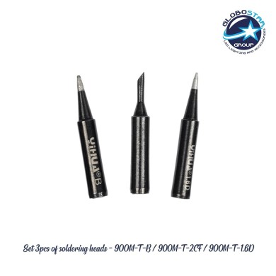 GLOBOSTAR® YIHUA-900M 79948 Σετ 3 Κεφαλών για Σταθμό Συγκόλλησης-Κολλητήρι Συμβατές με Μοντέλα Yihua - 900Μ-T-B & 900Μ-T-2CF & 900M-T-1.6D - Μ0.5 x Π0.5 x Υ4cm - Πακέτο 3 Τεμαχίων