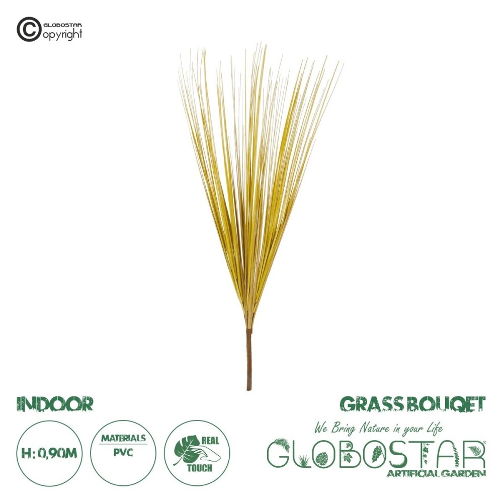 GloboStar® Artificial Garden YELLLOW GRASS BOUQUET 21162 Τεχνητό Διακοσμητικό Μπουκέτο Grass Κίτρινο Y90cm