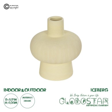 GloboStar® Artificial Garden ICEBERG 21263 Διακοσμητικό Κεραμικό Βάζo Μπεζ Π17 x Μ17 x Υ20cm