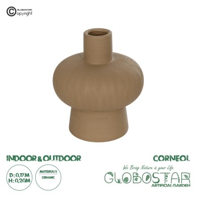GloboStar® Artificial Garden CORNEOL 21262 Διακοσμητικό Κεραμικό Βάζo Καφέ Π17 x Μ17 x Υ20cm