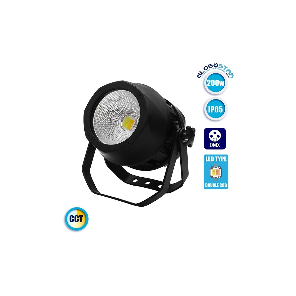 Αδιάβροχος Προβολέας COB LED PAR DMX512 200 Watt 230v IP65 CCT Ψυχρό - Ημέρας - Θερμό GloboStar 51159