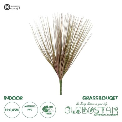 GloboStar® Artificial Garden BEIGE GRASS BOUQUET 21157 Τεχνητό Διακοσμητικό Μπουκέτο Grass Γκρι Y45cm