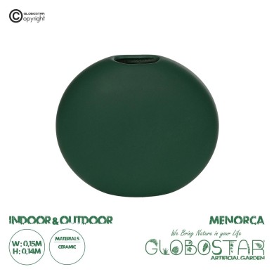 GloboStar® Artificial Garden MENORCA 21292 Διακοσμητικό Κεραμικό Βάζo Πράσινο Π15 x Μ15 x Υ14cm