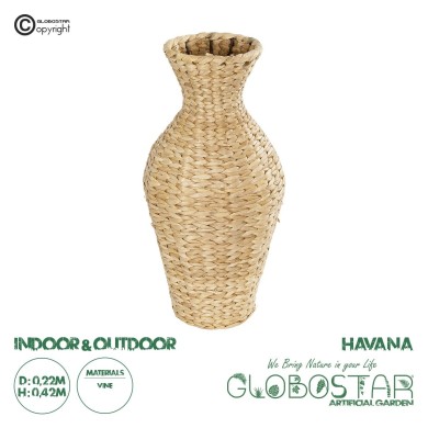 GloboStar® Artificial Garden HAVANA 21223 Διακοσμητικό Πλεκτό Καλάθι Κασπώ Γλάστρα Μπεζ Π22 x M22 x Υ42cm
