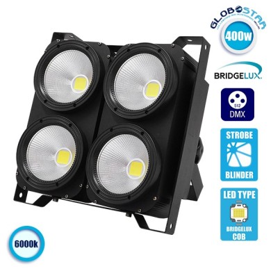 Προβολέας LED COB DMX512 Strobe Blinder Matrix Light 400 Watt (4x100w) Ψυχρό Λευκό 6000k GloboStar 51161