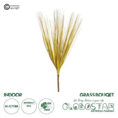 GloboStar® Artificial Garden YELLOW GRASS BOUQUET 21159 Τεχνητό Διακοσμητικό Μπουκέτο Grass Κίτρινο Y70cm