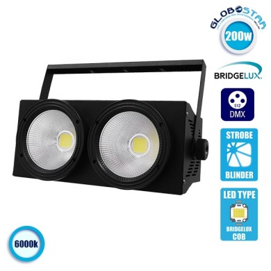 Προβολέας LED COB DMX512 Strobe Blinder Matrix Light 200 Watt (2x100w) Ψυχρό Λευκό 6000k GloboStar 51162