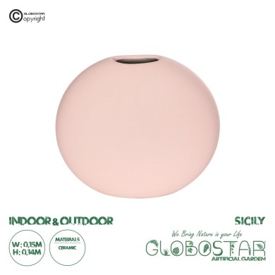 GloboStar® Artificial Garden SICILY 21289 Διακοσμητικό Κεραμικό Βάζo Ροζ Π15 x Μ15 x Υ14cm