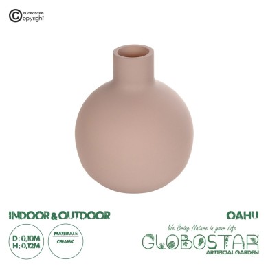 GloboStar® Artificial Garden OAHU 21277 Διακοσμητικό Κεραμικό Βάζo Ροζ Π10 x Μ10 x Υ12cm