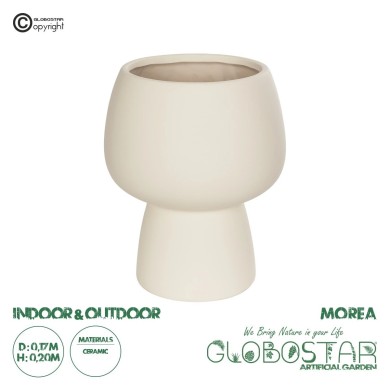 GloboStar® Artificial Garden MOREA 21270 Διακοσμητικό Κεραμικό Βάζo Μπεζ Π17 x Μ17 x Υ20cm