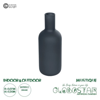 GloboStar® Artificial Garden MYSTIQUE 21275 Διακοσμητικό Κεραμικό Βάζo Γκρι Π7 x Μ7 x Υ20cm