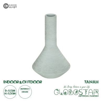 GloboStar® Artificial Garden TANAH 21282 Διακοσμητικό Κεραμικό Βάζo Γκρι Π13 x Μ13 x Υ20cm