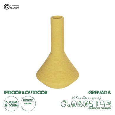 GloboStar® Artificial Garden GRENADA 21281 Διακοσμητικό Κεραμικό Βάζo Κίτρινο Π13 x Μ13 x Υ20cm
