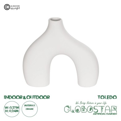 GloboStar® Artificial Garden TOLEDO 21251 Διακοσμητικό Κεραμικό Βάζo Λευκό Π27 x Μ6 x Υ24 cm