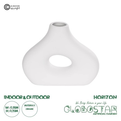 GloboStar® Artificial Garden HORIZON 21253 Διακοσμητικό Κεραμικό Βάζo Λευκό Π18 x Μ6 x Υ15 cm