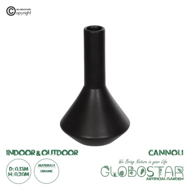 GloboStar® Artificial Garden CANNOLI 21280 Διακοσμητικό Κεραμικό Βάζo Μαύρο Π13 x Μ13 x Υ20cm
