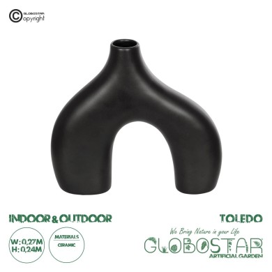 GloboStar® Artificial Garden TOLEDO 21249 Διακοσμητικό Κεραμικό Βάζo Μαύρο Π27 x Μ6 x Υ24 cm