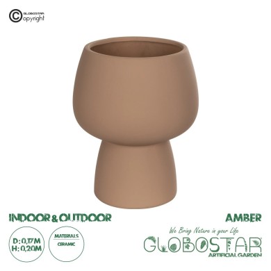 GloboStar® Artificial Garden AMBER 21269 Διακοσμητικό Κεραμικό Βάζo Καφέ Π17 x Μ17 x Υ20cm