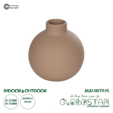 GloboStar® Artificial Garden MAURITIUS 21259 Διακοσμητικό Κεραμικό Βάζo ΚαφέΠ12 x Μ12 x Υ14 cm