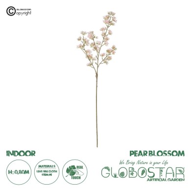 GloboStar® Artificial Garden PINK PEAR BLOSSOM BRANCH 21295 Τεχνητό Διακοσμητικό Κλαδί Αχλαδίας Ρόζ Y80cm