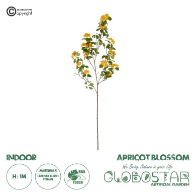 GloboStar® Artificial Garden ORANGE APRICOT BRANCH 21325 Τεχνητό Διακοσμητικό Πορτοκαλί Κλαδί Ροδακινίας Y100cm