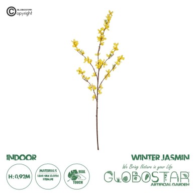GloboStar® Artificial Garden YELLOW WINDER JASMIN BRANCH 21321 Τεχνητό Διακοσμητικό Κίτρινο Κλαδί Γιασεμί Y92cm