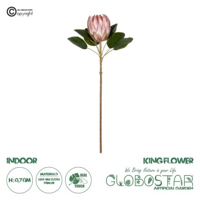 GloboStar® Artificial Garden PINK KING FLOWER BRANCH 21300 Τεχνητό Διακοσμητικό Κλαδί KING FLOWER Ρόζ Y70cm